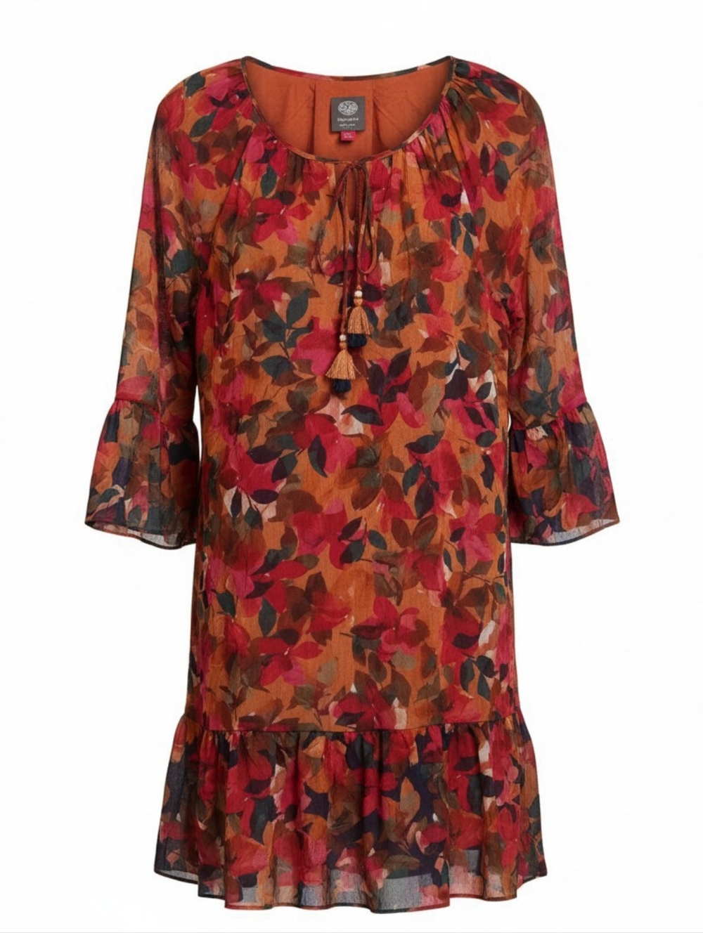 VCamuto Bohemian Sheer Floral Mini Dress-Size 14- EUC $128 Retail